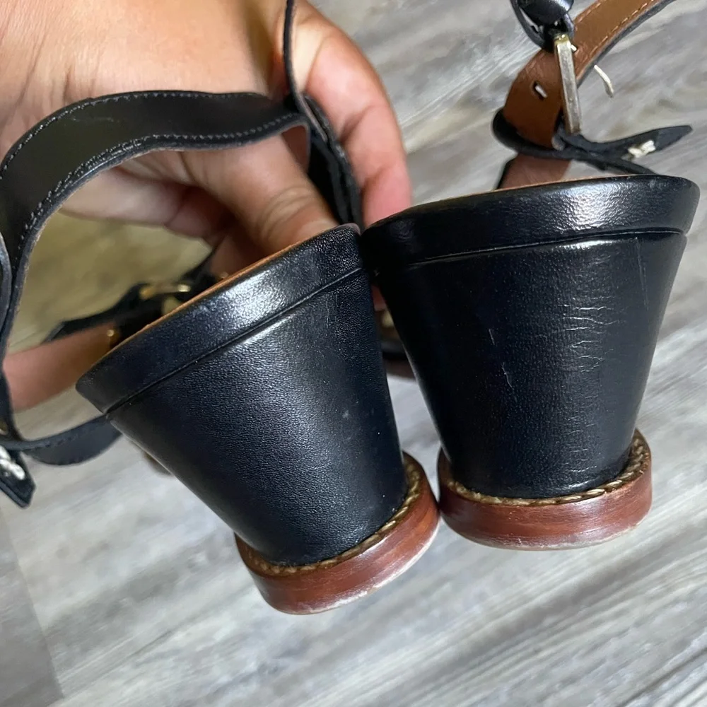 Heyraud Paris Black Leather Women's Sandals
